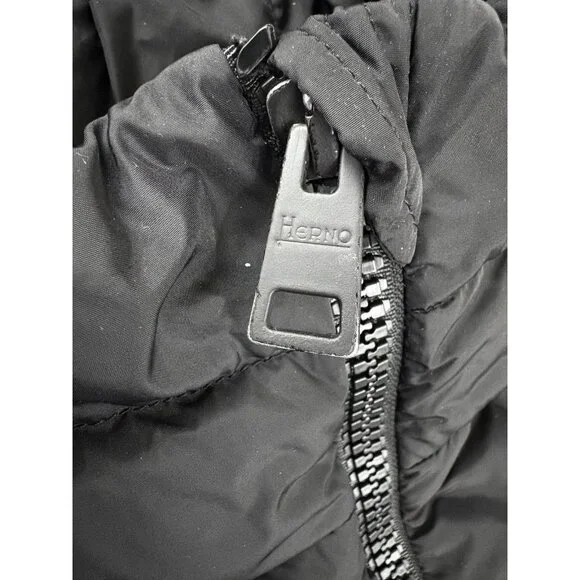 Herno Womens Black A Line Down Filled Nylon Chamonix Puffer Jacket Coat Sz 50 14 - Picture 8 of 16